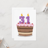 Leeftijd 31 op de Birthday Cake Kaart (Voorkant / Achterkant in situ)