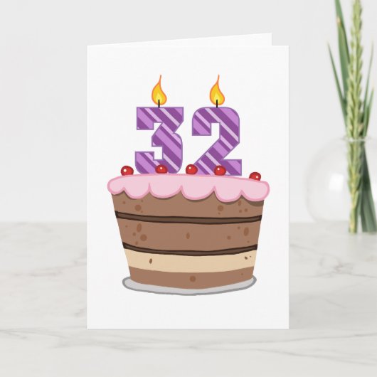 Leeftijd 32 op de Birthday Cake Kaart (Voorkant)