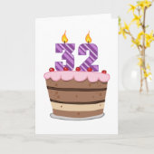 Leeftijd 32 op de Birthday Cake Kaart (Gele Bloem)
