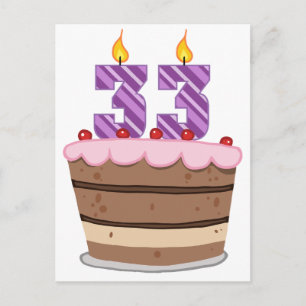 Leeftijd 33 op de Birthday Cake Briefkaart
