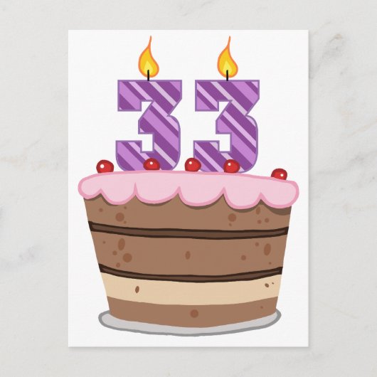 Leeftijd 33 op de Birthday Cake Briefkaart (Voorkant)
