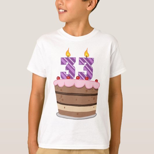 Leeftijd 33 op de Birthday Cake T-shirt (Voorkant)