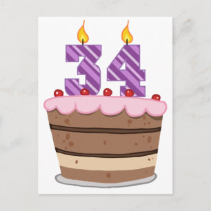 Leeftijd 34 op de Birthday Cake Briefkaart