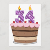 Leeftijd 34 op de Birthday Cake Briefkaart (Voorkant)