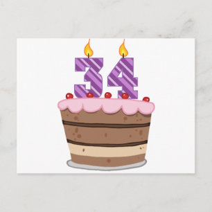 Leeftijd 34 op de Birthday Cake Briefkaart