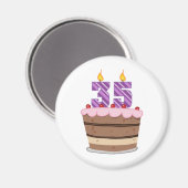 Leeftijd 35 op de Birthday Cake Magneet (Voorkant / Achterkant)