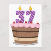 Leeftijd 37 op de Birthday Cake Briefkaart (Voorkant)