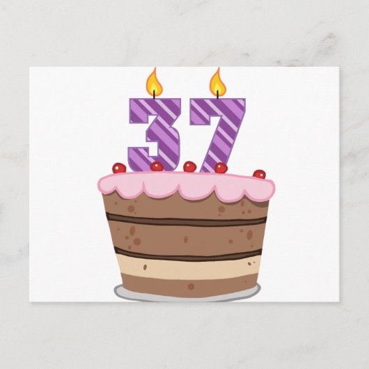 Leeftijd 37 op de Birthday Cake Briefkaart (Voorkant)