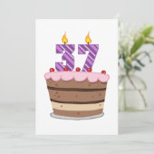 Leeftijd 37 op de Birthday Cake Kaart (Staand voorkant)
