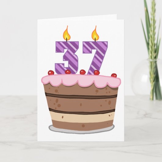 Leeftijd 37 op de Birthday Cake Kaart (Voorkant)