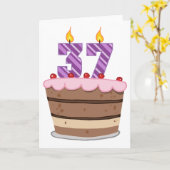 Leeftijd 37 op de Birthday Cake Kaart (Gele Bloem)