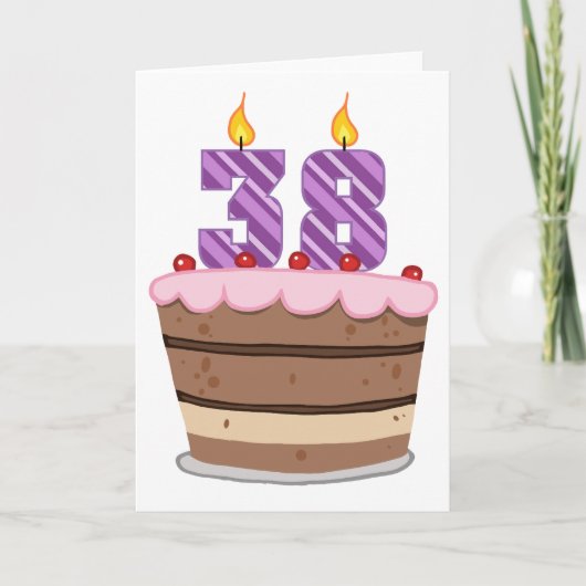 Leeftijd 38 op de Birthday Cake Kaart (Voorkant)