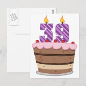 Leeftijd 39 op de Birthday Cake Briefkaart (Voorkant / Achterkant)