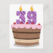 Leeftijd 39 op de Birthday Cake Briefkaart (Voorkant)