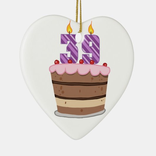 Leeftijd 39 op de Birthday Cake Keramisch Ornament (Rechts)