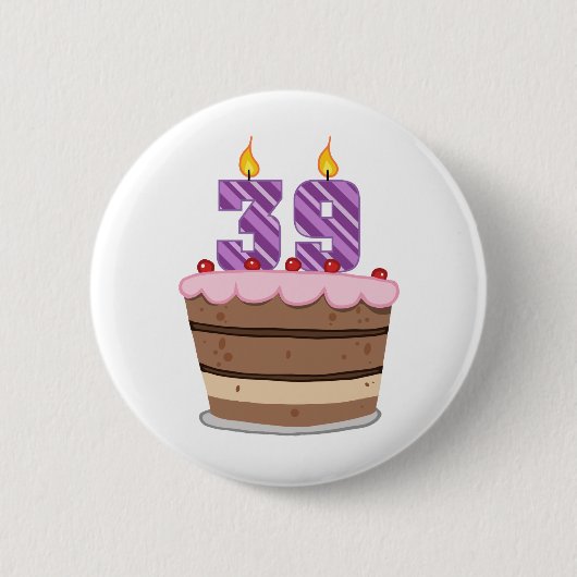 Leeftijd 39 op de Birthday Cake Ronde Button 5,7 Cm (Voorkant)