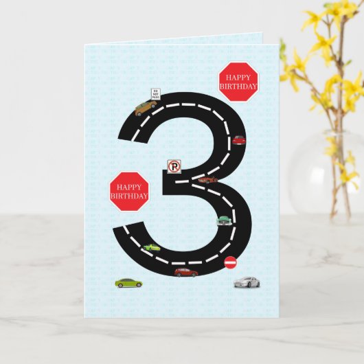 Leeftijd 3, 3e verjaardag, speelgoed auto's en weg kaart (Gele Bloem)