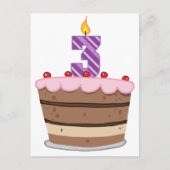 Leeftijd 3: Birthday Cake Briefkaart (Voorkant)