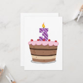 Leeftijd 3: Birthday Cake Kaart (Voorkant / Achterkant in situ)