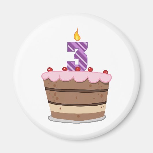 Leeftijd 3: Birthday Cake Magneet (Voorkant)