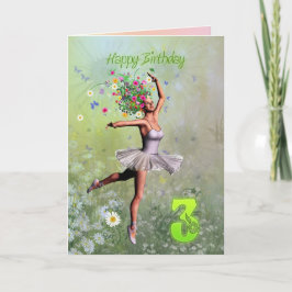 Leeftijd 3, bloem fee verjaardagskaart kaart