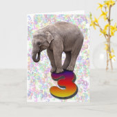 Leeftijd 3, een gelukkige olifantenverjaardagskaar kaart (Gele Bloem)