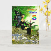 Leeftijd 3 verjaardag wenst van een fee kaart (Gele Bloem)