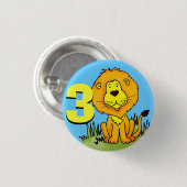 Leeftijd 3 verjaardagsknop oranje geel blauw ronde button 3,2 cm (Voorkant /achterkant)