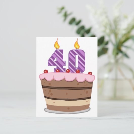 Leeftijd 40 op de Birthday Cake Briefkaart (Staand voorkant)