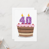 Leeftijd 40 op de Birthday Cake Kaart (Voorkant / Achterkant in situ)