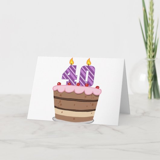 Leeftijd 40 op de Birthday Cake Kaart (Voorkant)