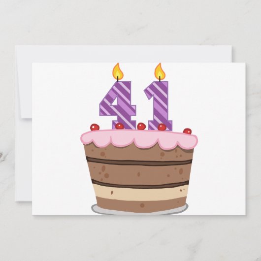 Leeftijd 41 op de Birthday Cake Kaart (Voorkant)