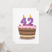 Leeftijd 42 op de Birthday Cake Kaart (Voorkant / Achterkant in situ)