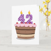 Leeftijd 42 op de Birthday Cake Kaart (Gele Bloem)