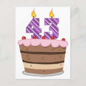 Leeftijd 43 op de Birthday Cake Briefkaart (Voorkant)