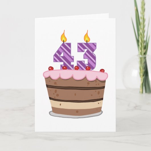 Leeftijd 43 op de Birthday Cake Kaart (Voorkant)