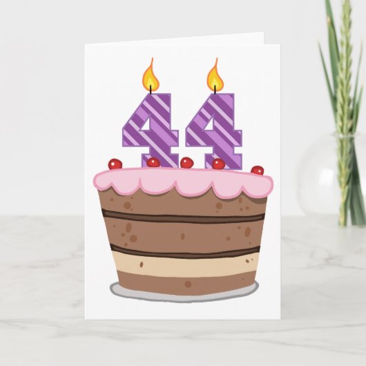 Leeftijd 44 op de Birthday Cake Kaart (Voorkant)