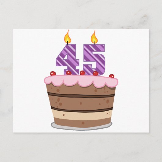 Leeftijd 45 op de Birthday Cake Briefkaart (Voorkant)