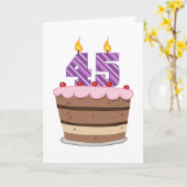 Leeftijd 45 op de Birthday Cake Kaart (Gele Bloem)