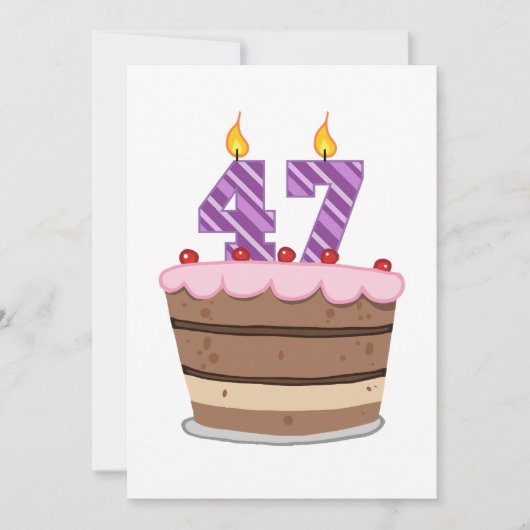 Leeftijd 47 op de Birthday Cake Kaart (Voorkant)