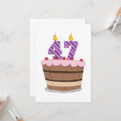 Leeftijd 47 op de Birthday Cake Kaart (Voorkant / Achterkant in situ)