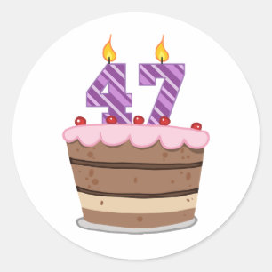 Leeftijd 47 op de Birthday Cake Ronde Sticker