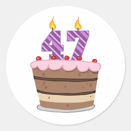 Leeftijd 47 op de Birthday Cake Ronde Sticker (Voorkant)