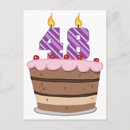 Leeftijd 48 op de Birthday Cake Briefkaart (Voorkant)