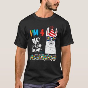 Leeftijd 4 jaar oud geboren Llama Puzzle April Aut T-shirt