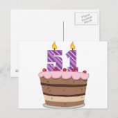 Leeftijd 51 op de Birthday Cake Briefkaart (Voorkant / Achterkant)