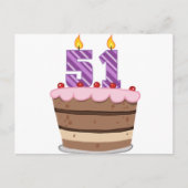 Leeftijd 51 op de Birthday Cake Briefkaart (Voorkant)