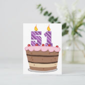 Leeftijd 51 op de Birthday Cake Briefkaart (Staand voorkant)