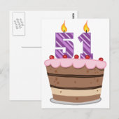 Leeftijd 51 op de Birthday Cake Briefkaart (Voorkant / Achterkant)