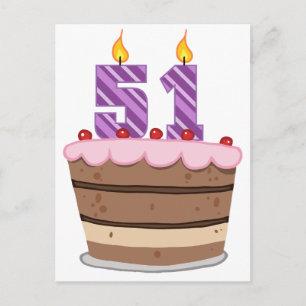 Leeftijd 51 op de Birthday Cake Briefkaart